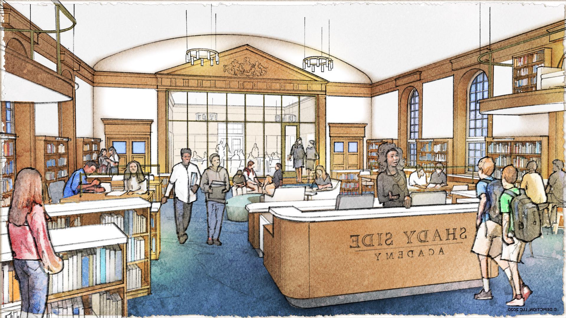 Memorial Hall Library Sketch Front to Back
